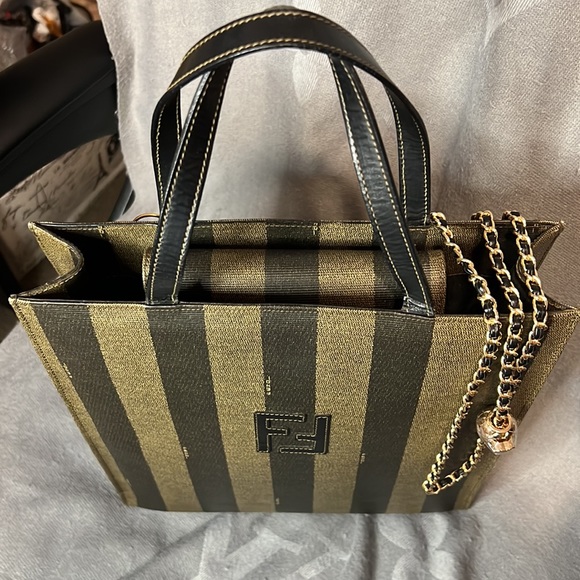 Fendi Penguin Stripe- Structured Tote / Can Be A Backpack - Picture 3 of 4
